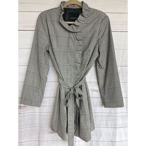 Talbots Houndstooth Trench Coat size small   LIKE NEW